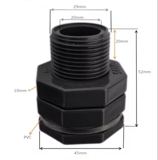 Bulkhead Fittings 15mm-100mm- Heavy-Duty ABS