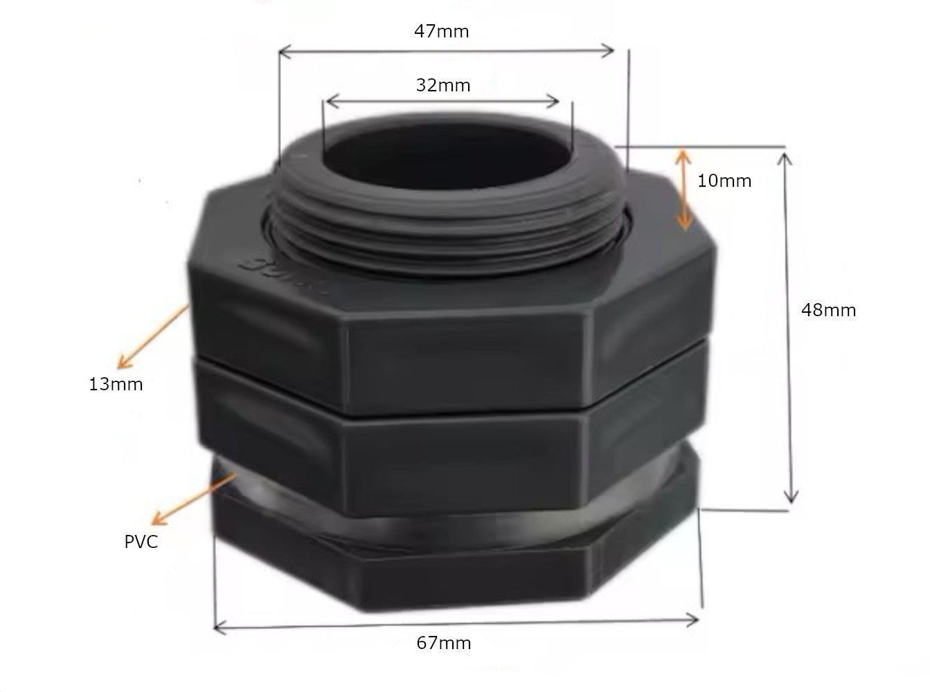 Bulkhead Fittings 15mm-100mm- Heavy-Duty ABS