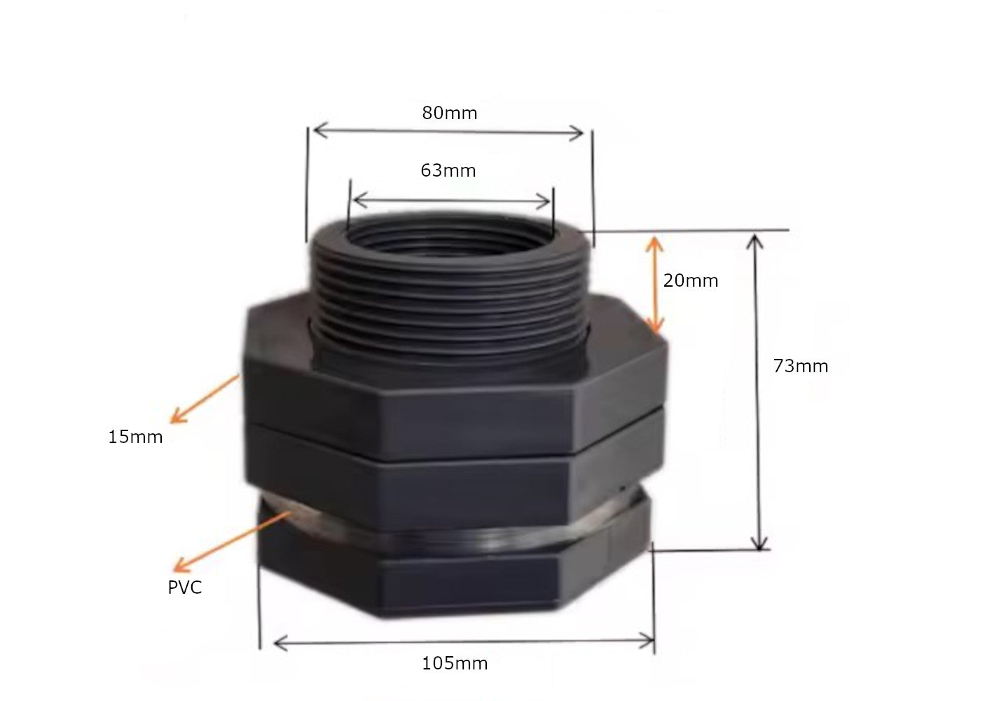 Bulkhead Fittings 15mm-100mm- Heavy-Duty ABS